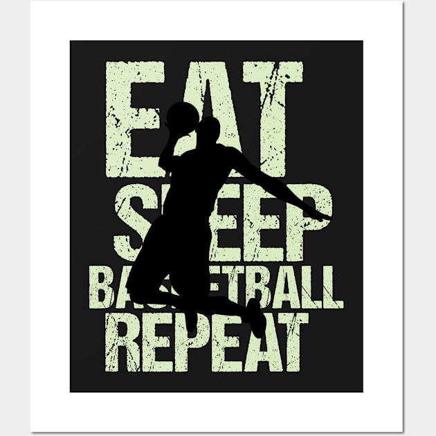 Eat Sleep Basketball Repeat Wall Art by GDLife